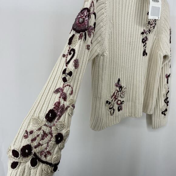Zara Size M Sequin Turtleneck Sweater Limited Edition Embellished Embroidered - Picture 2 of 10